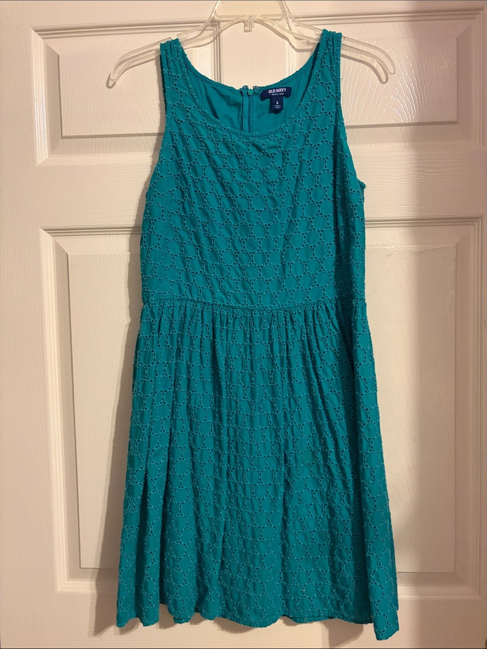 Old Navy Teal Eyelet Sleeveless Dress
